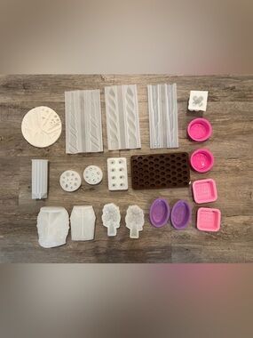 Set of 20 Silicone and Plastic Mold Set - for candles, resin and soap